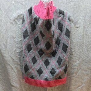 Dog Argile Sweater, Vibrant Life, Lg Pink, Grey, Gray, Diamonds, Knit Ribbed Hem